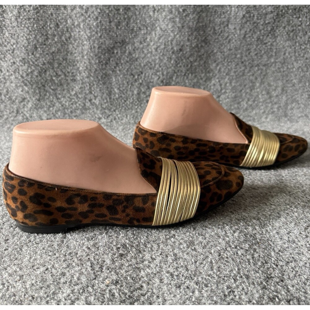 Aquazzura Rendez Vous Loafer Flat Leopard Suede Slip-On Gold Wire Shoes EU 35